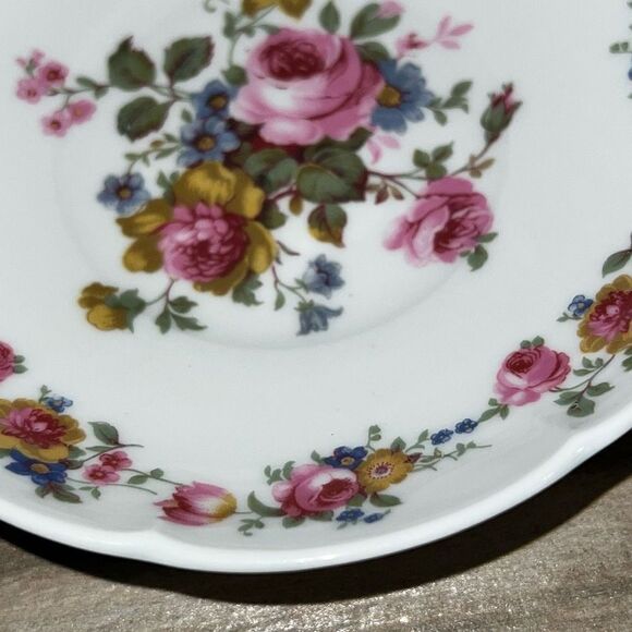 Vintage Limoges Floral Rose Porcelain Bowl White Pink And Green Made In France - Picture 6 of 11